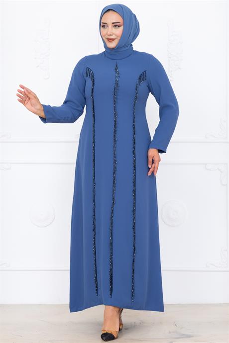Tuna Tesettür Abiye İndigo