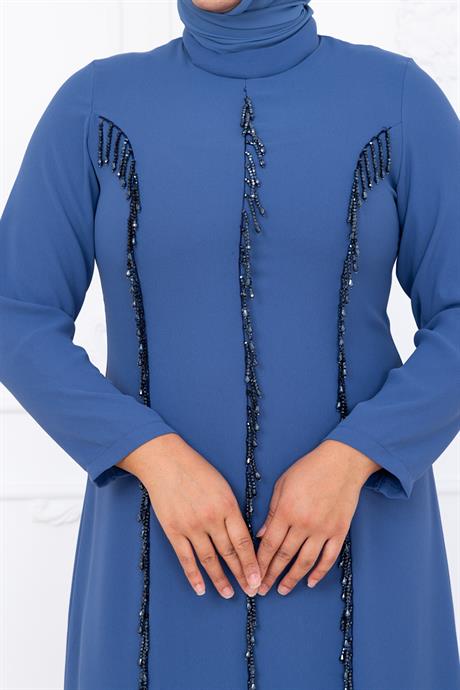 Tuna Tesettür Abiye İndigo