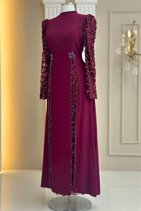 Tusem Tesettür Abiye Bordo