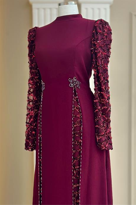 Tusem Tesettür Abiye Bordo