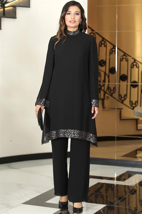Umay Şifon Tesettür Takım Siyah