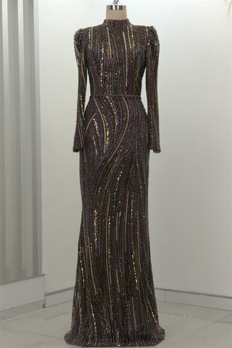 Vickie Tesettür Abiye Kahve