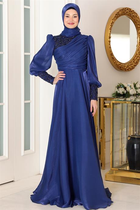 Yağmur Tesettür Abiye Lacivert