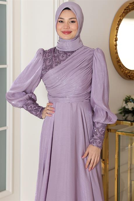 Yağmur Tesettür Abiye Lila