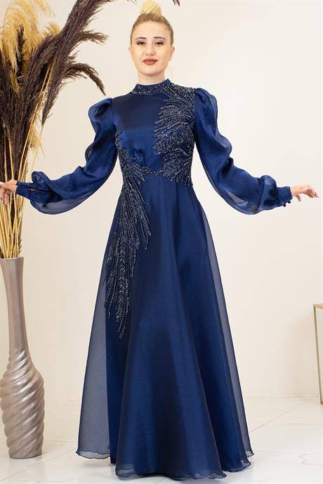 Yağmur Tesettür Abiye Lacivert