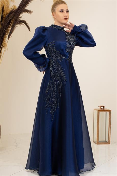 Yağmur Tesettür Abiye Lacivert