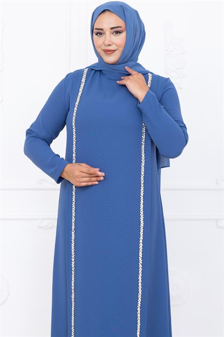 Yakut Tesettür Abiye İndigo