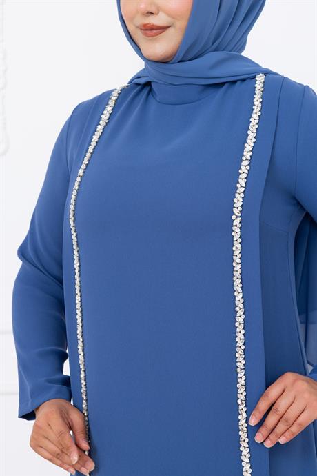 Yakut Tesettür Abiye İndigo