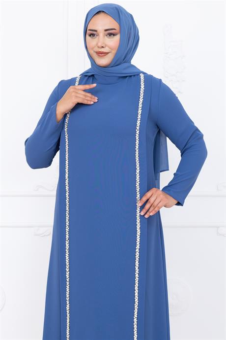 Yakut Tesettür Abiye İndigo