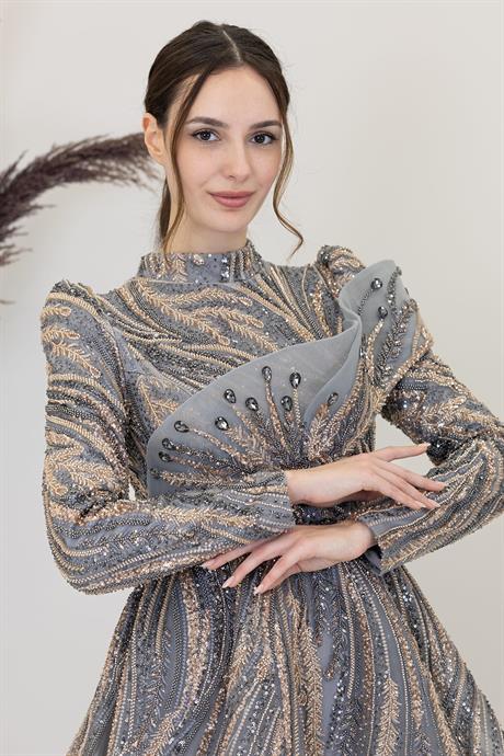 Yaren Tesettür Abiye Gri