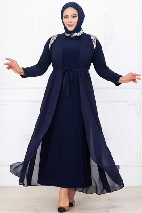 Zambak Tesettür Abiye Lacivert