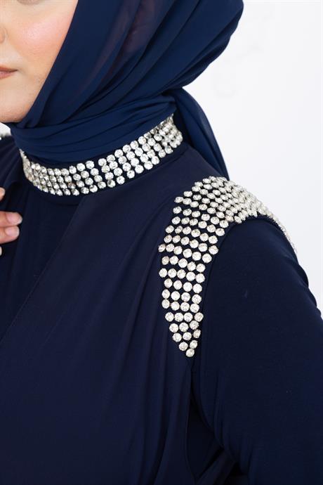 Zambak Tesettür Abiye Lacivert