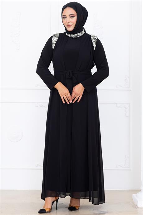 Zambak Tesettür Abiye Siyah