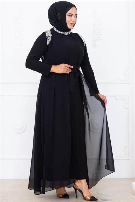 Zambak Tesettür Abiye Siyah