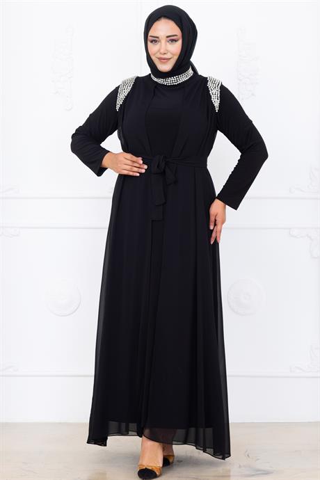 Zambak Tesettür Abiye Siyah