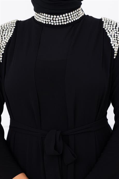 Zambak Tesettür Abiye Siyah