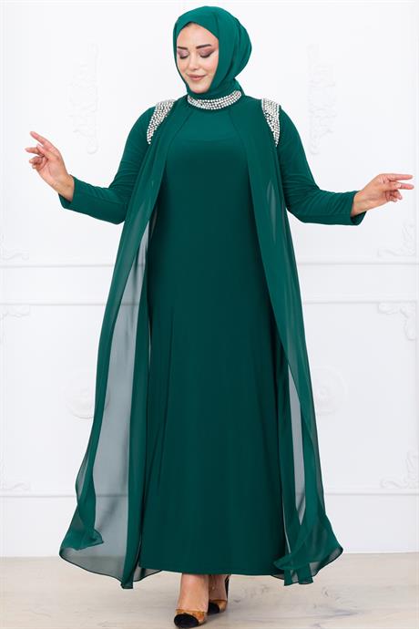 Zambak Tesettür Abiye Zümrüt