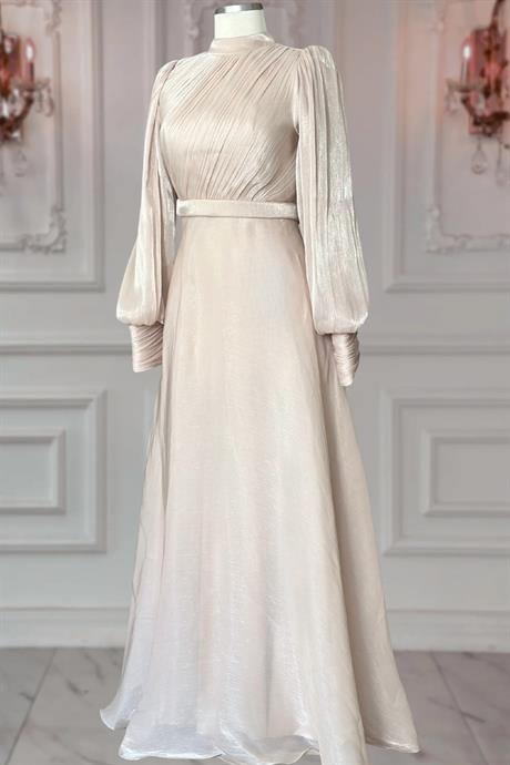 Zen Tesettür Abiye Bej