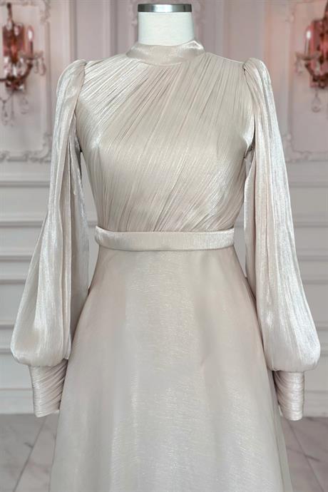 Zen Tesettür Abiye Bej