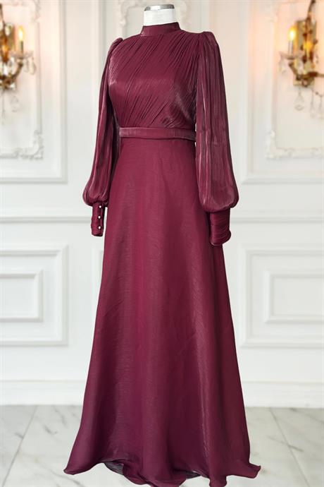 Zen Tesettür Abiye Bordo