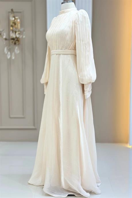 Zen Tesettür Abiye Krem