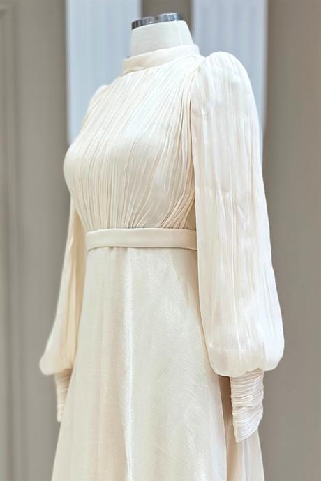 Zen Tesettür Abiye Krem