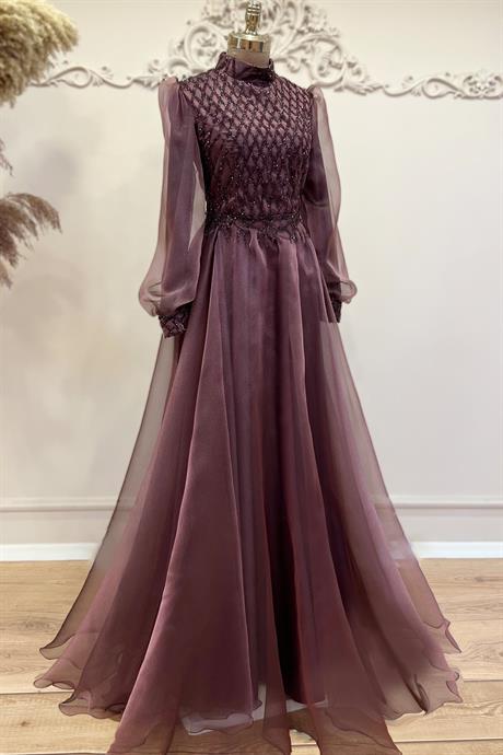 Zırh Tesettür Abiye Mürdüm