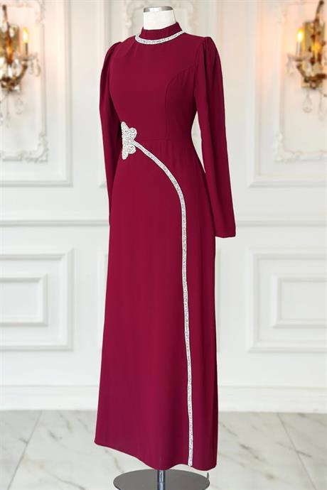 Zührem Tesettür Abiye Bordo