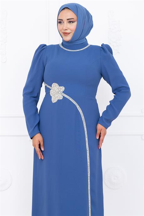 Zührem Tesettür Abiye İndigo