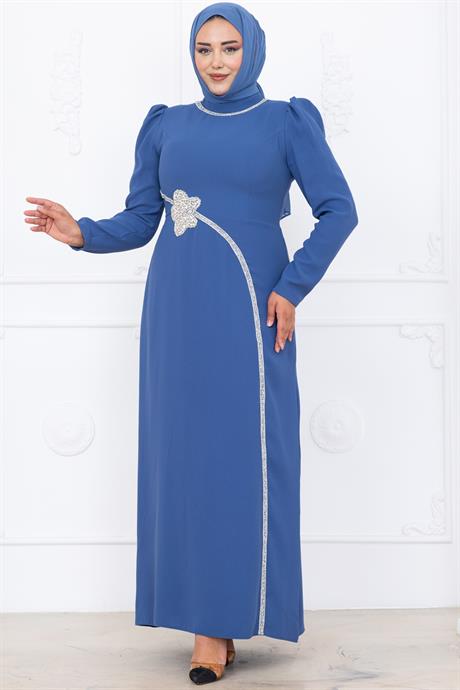 Zührem Tesettür Abiye İndigo