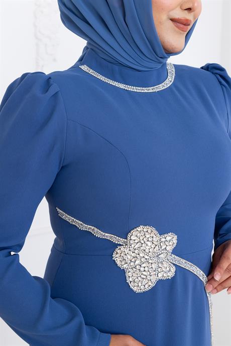 Zührem Tesettür Abiye İndigo