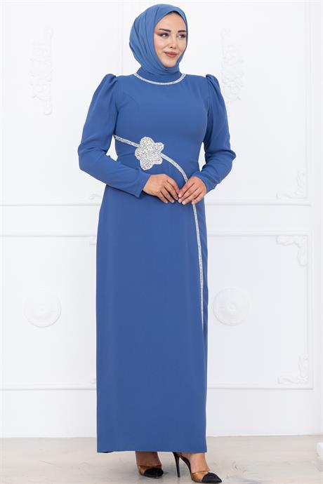 Zührem Tesettür Abiye İndigo