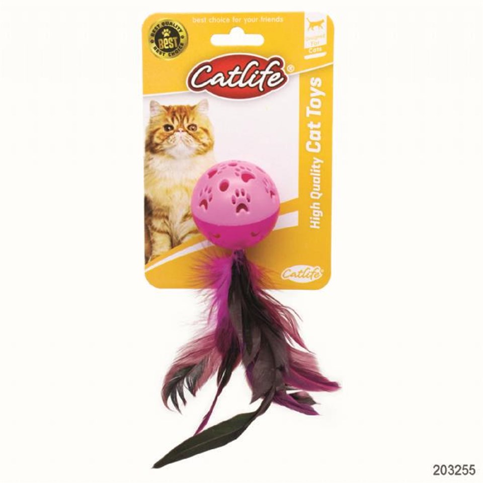 203255-CATLİFE KEDİLER İÇİN ZİLLİ TÜYLÜ TOP OYUNCAK