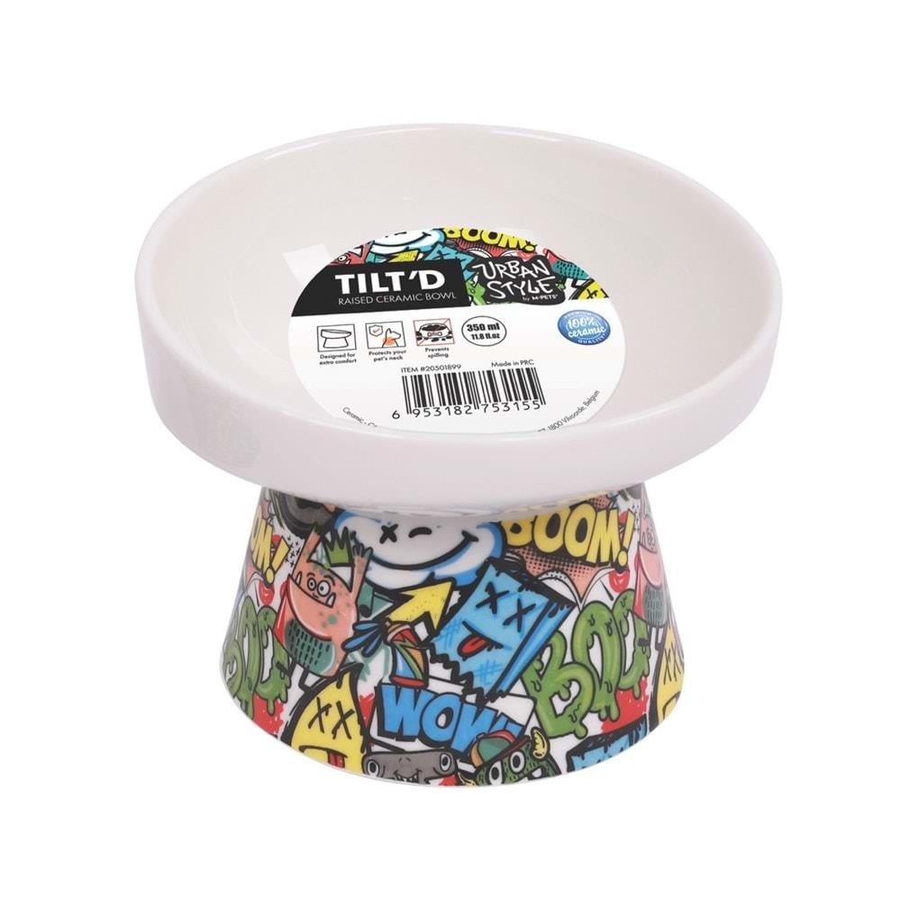 20501899 M-PETS URBAN STYLE TILTD SERAMİK MAMA KABI 350ML MİX COLOR