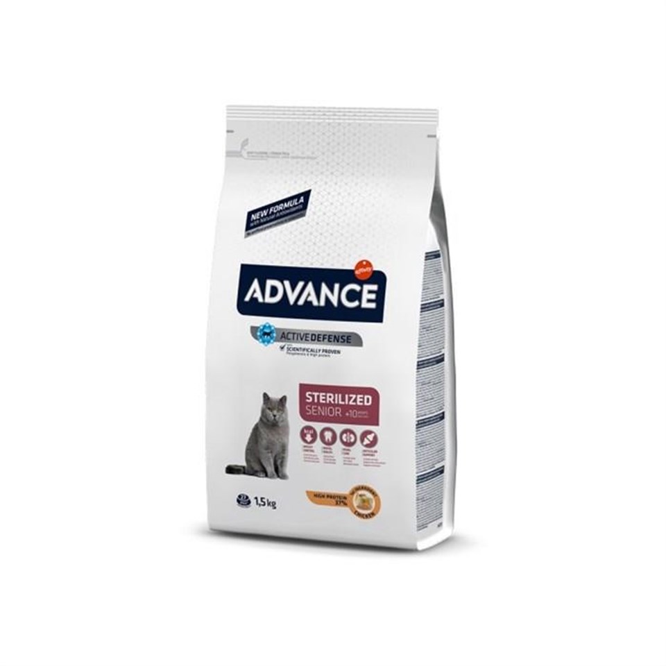 Advance Kısırlaştırılmış (+10 Yaş) Tavuk Etli Kedi Maması - 1,5 Kg