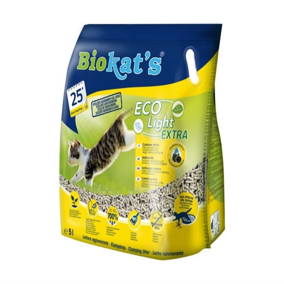 Biokats Eco Light Ekstra ( Active Carbon ) Pelet Naturel Kedi Kumu 5 Lt