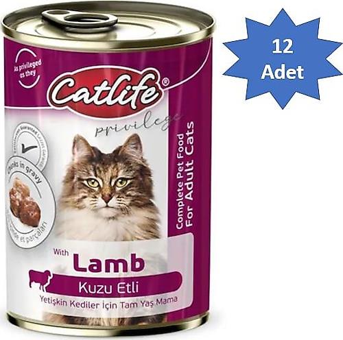 Catlife Kuzu Etli 400 gr 12'li Yetişkin Konserve Kedi Maması