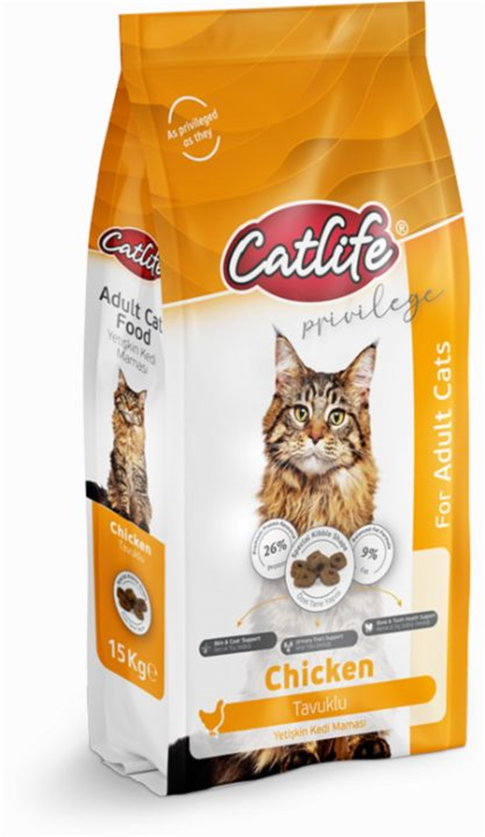 CLFD02-CATLİFE TAVUKLU YETİŞKİN KEDİ MAMASI 15KG