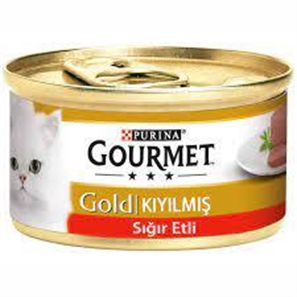GOURMET GOLD SIĞIR ETLİ KIYILMIŞ KEDİ YAŞ MAMASI  85 GR