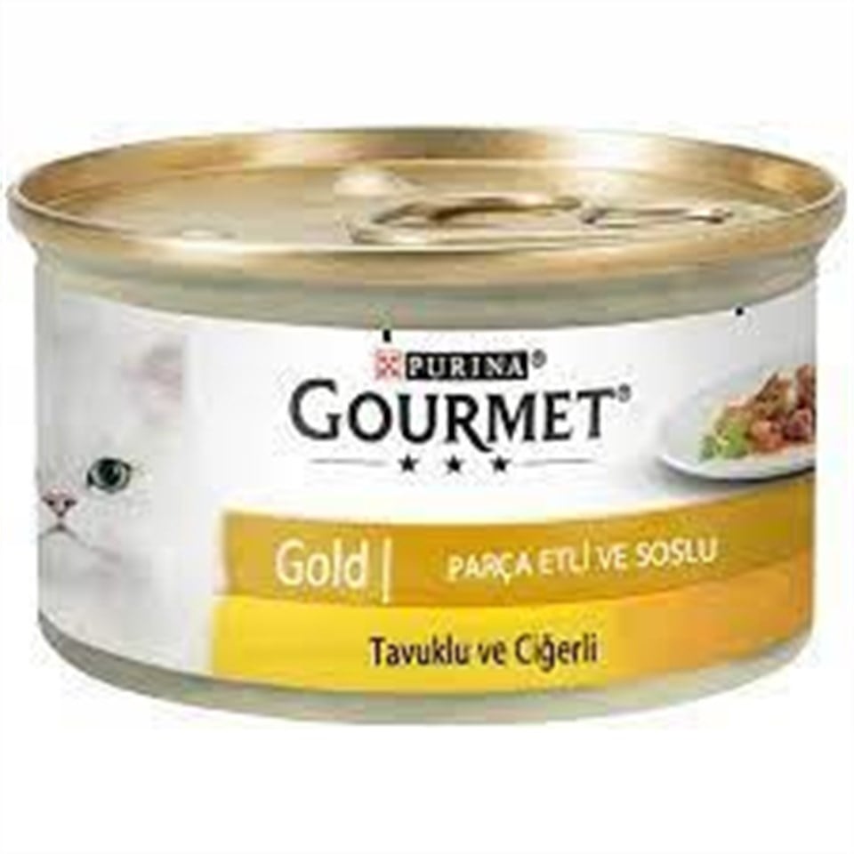 GOURMET GOLD TAVUKLU VE CİĞERLİ PARÇA ETLİ KEDİ YAŞ MAMASI 85