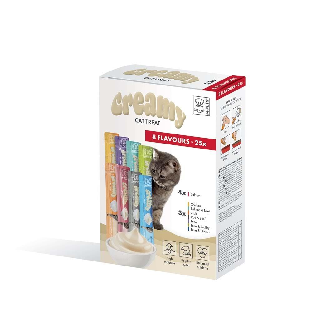 M-PETS 8 LEZZET KARIŞIK KEDİ CREAMY 25X15GR
