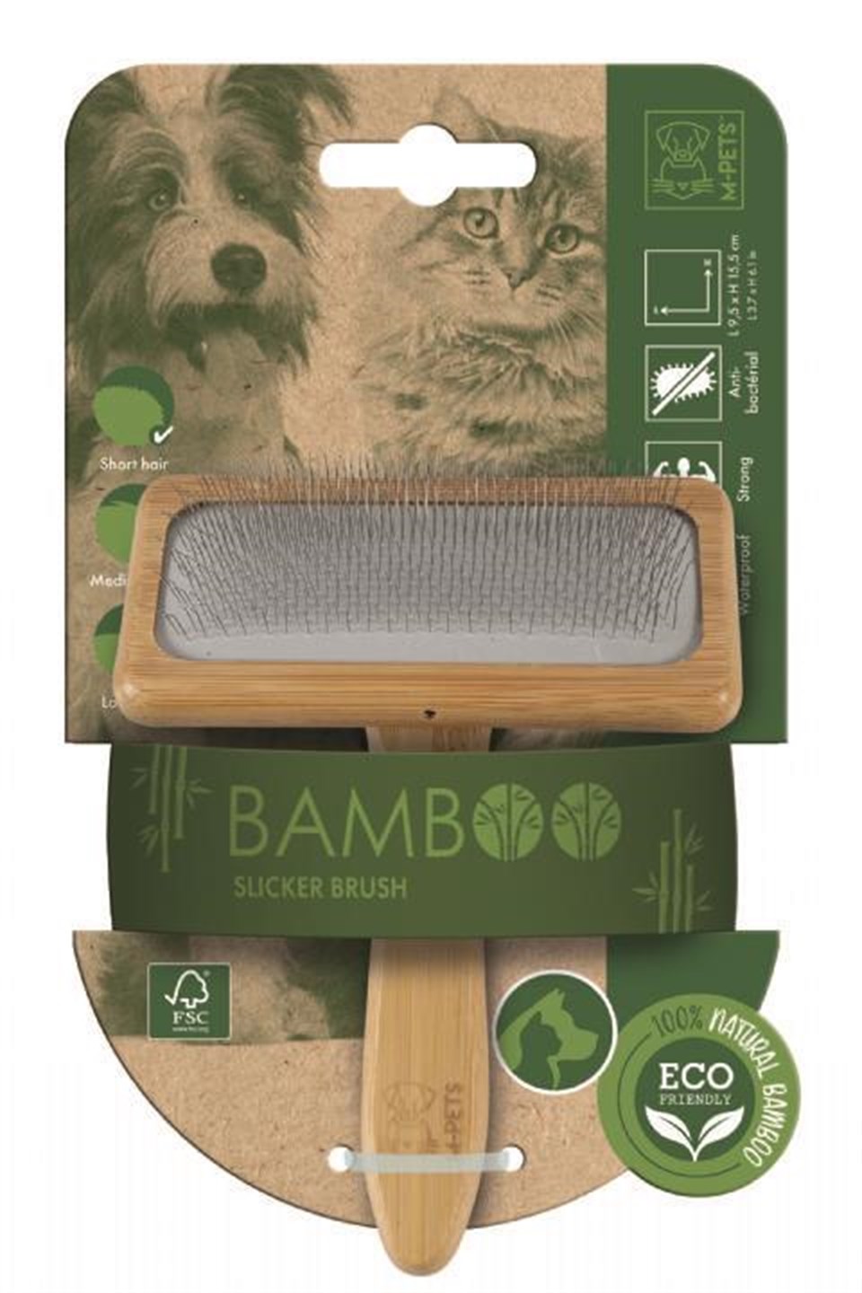 M-PETS BAMBOO İNCE TELLİ FIRÇA (M)