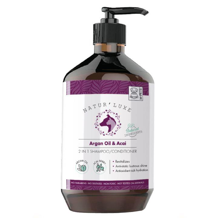 M-PETS NATURLUXE DOG SHAMPOO & CONDITIONER ARGAN OIL & ACAI 500ML