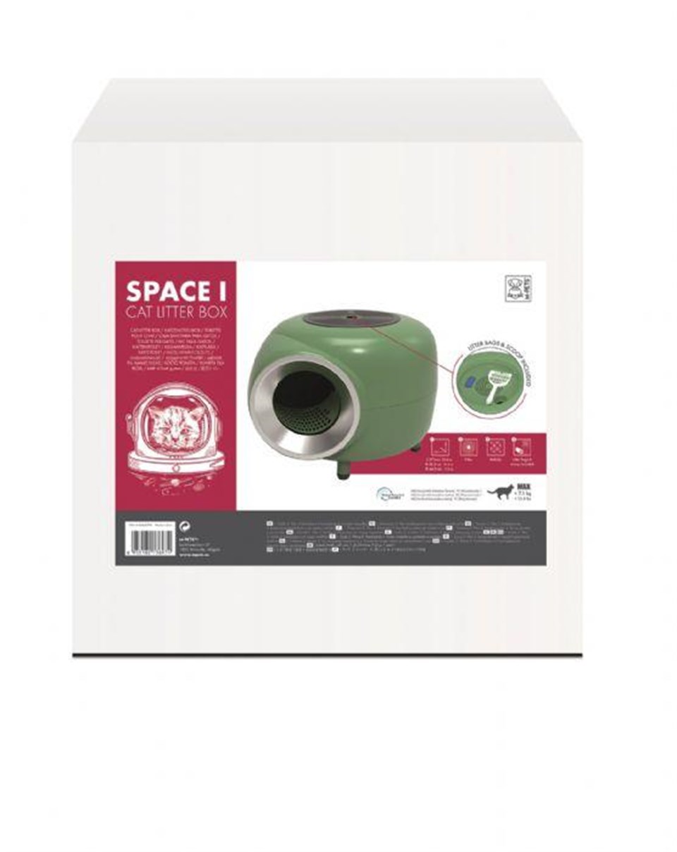 M-PETS SPACE 1 KAPALI KEDİ TUVALETİ GREEN 57X55X44CM