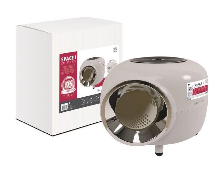 M-PETS SPACE 1 KAPALI KEDİ TUVALETİ WHİTE 57X55X44CM