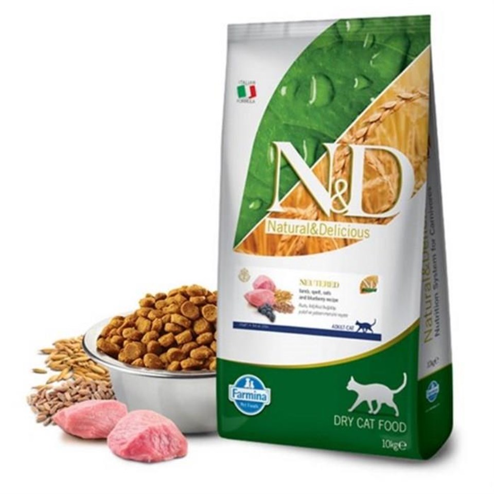 ND ANCESRTAL KUZU ETLİ KILÇIKSIZ BUĞDAY YULAF YABAN MERSİNİ KISIRLAŞTIRILMIŞ KEDİ MAMASI 10 KG