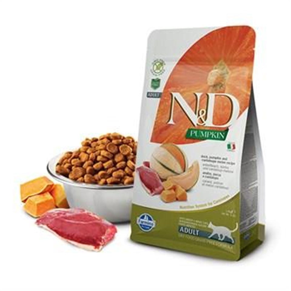 N&D Balkabaklı Ördek Etli-Kavunlu Tahılsız Yetişkin Kedi Maması 1.5 Kg