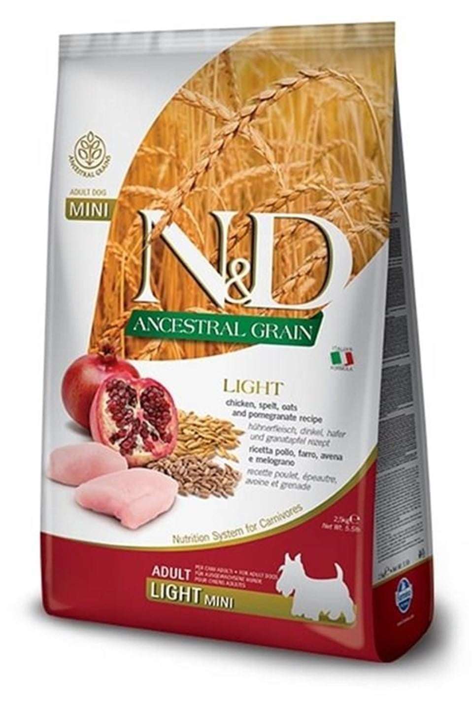 ND Düşük Tahıl Mini Light Küçük Irk Tavuk Nar Köpek Maması 2,5 Kg