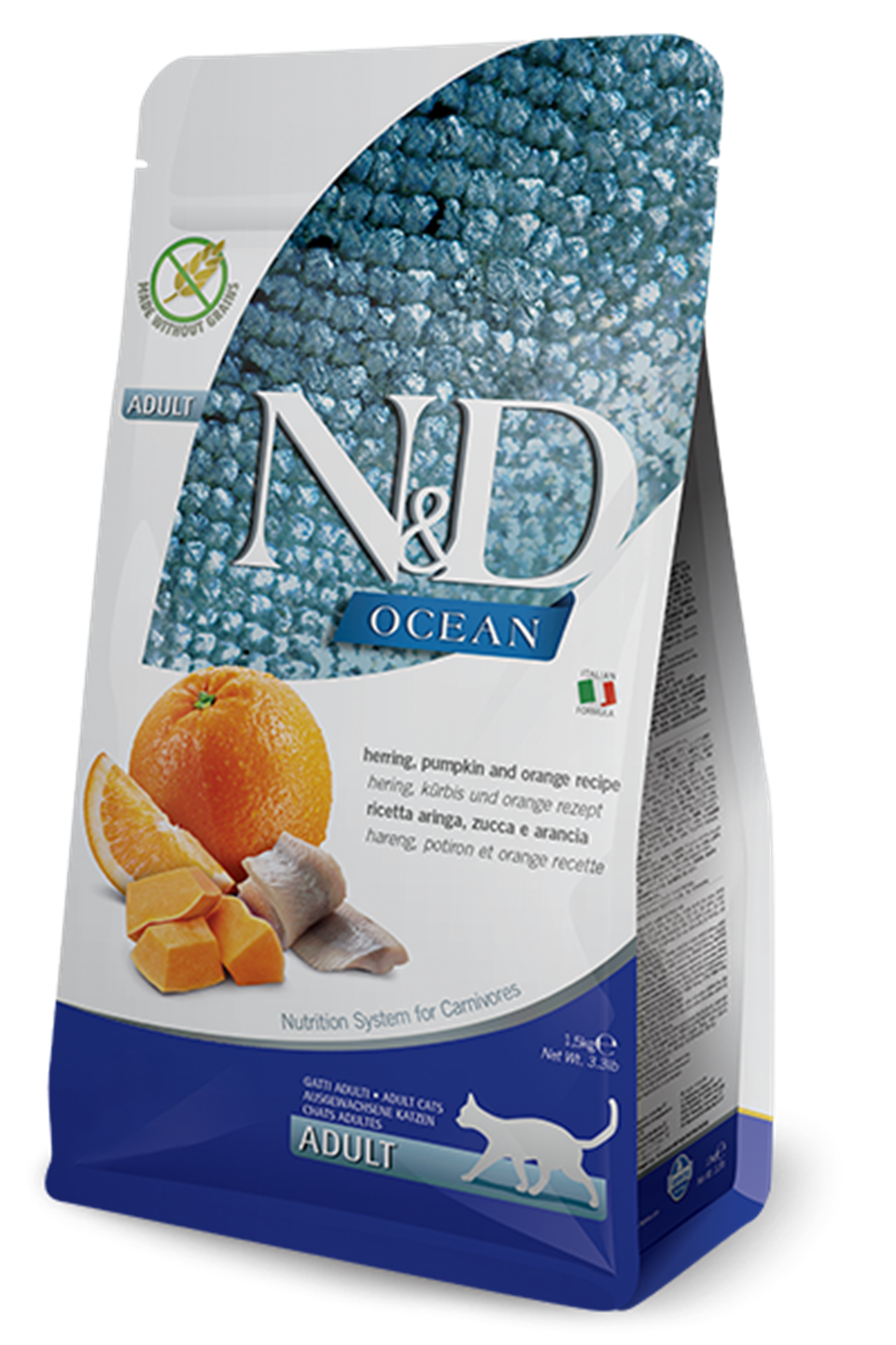 N&D Ocean Tahılsız Balıklı ve Portakallı 5 Kg Yetişkin Kuru Kedi Maması