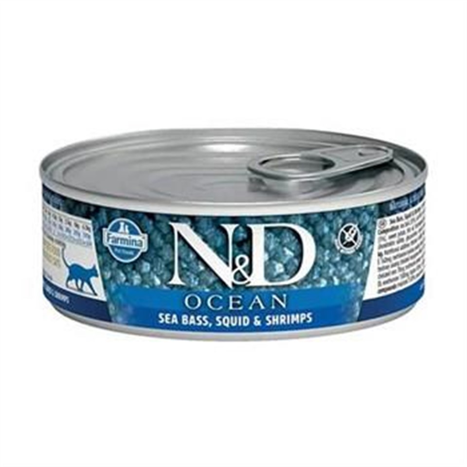 ND  Ocean Ton Balığı, Mürekkep Balığı ve Karides Kedi Konservesi 80 Gr